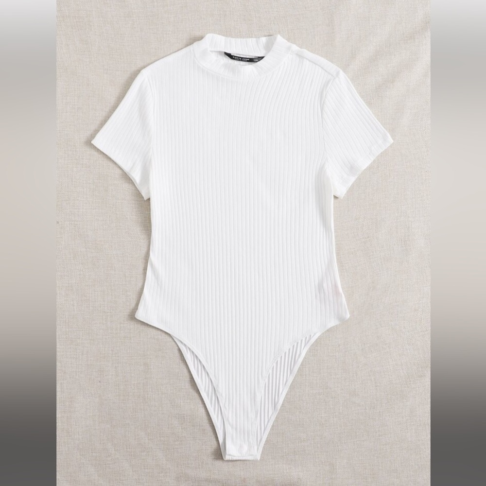 Ribbed Knit Mock Turtleneck Bodysuit